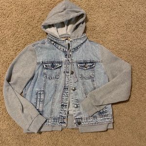 Highway brand hooded faux jean jacket